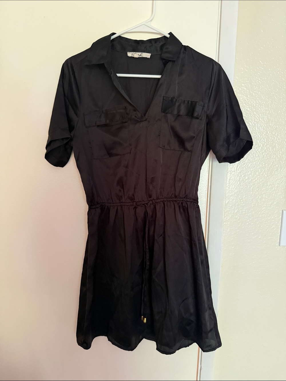 Blush Black Short Sleeve Mini Shirt Dress